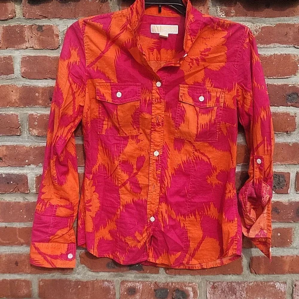 MK abstract  button down